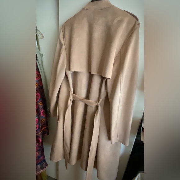Suede like long coat for spring- pink - new -size 12 - Picture 4 of 4